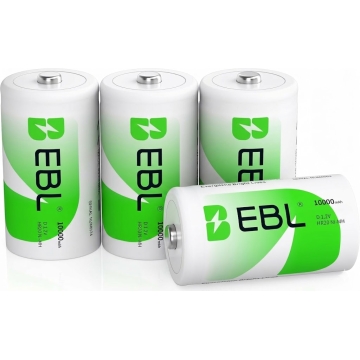 EBL rechargeable D battery Ni-MH 10 000mAh - 2pcs
