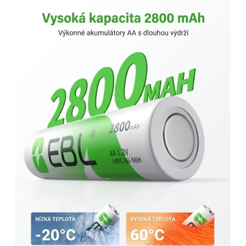 EBL rechargeable AA battery 2800mAh 1,2V Mignon - 8pcs
