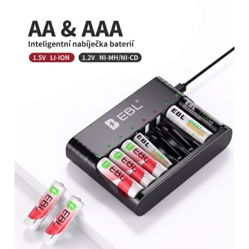 EBL Universal AA/AAA 1.5V Battery Charger, Includes 8 AA Batteries (3000 mAh)